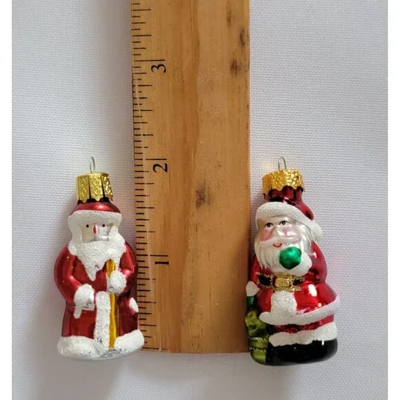 Set of 2 Vintage Santa St Nick 2" Glass Christmas Ornaments - Picture 6 of 6
